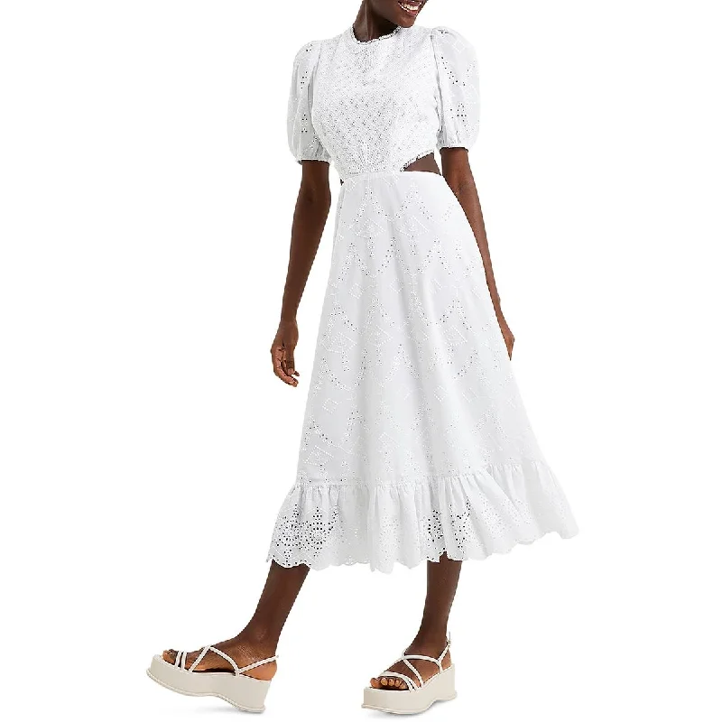 Weekend Special Shopping Event French Connection Womens Broderie Eyelet Cut-Out Midi Dress