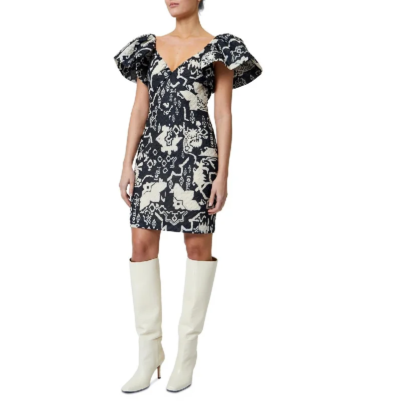 Clearance Event French Connection Womens Deon Candra Jacquard Printed Midi Dress