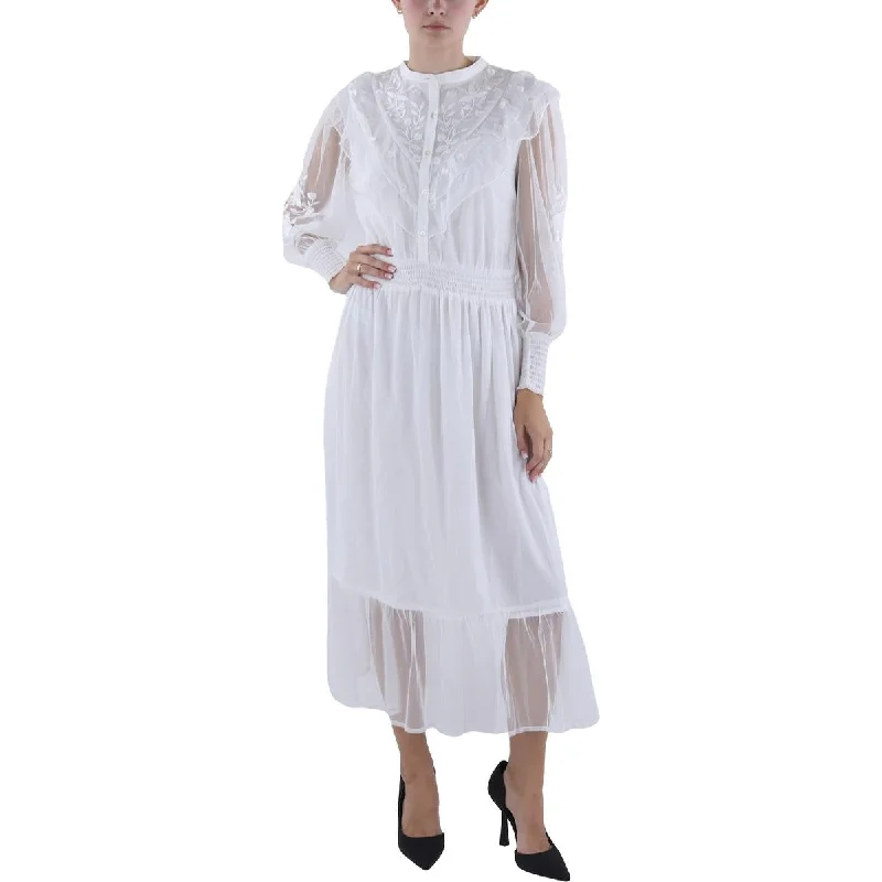 Weekend Shop Now French Connection Womens Embroidered Tea Length Midi Dress