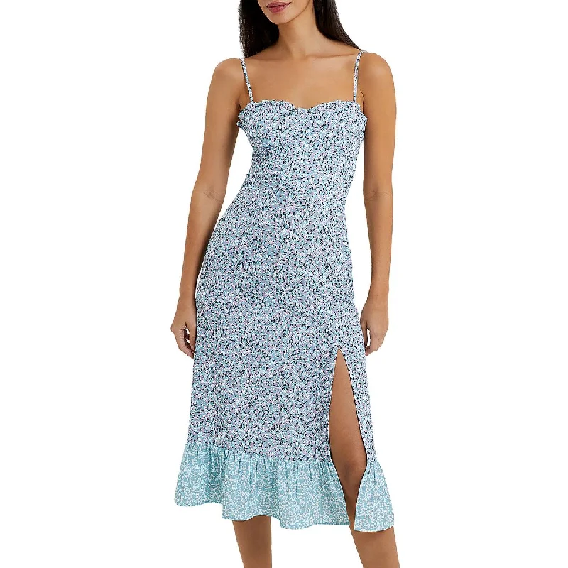 Weekend Big Sale French Connection Womens Enora Floral Print Slit Midi Dress