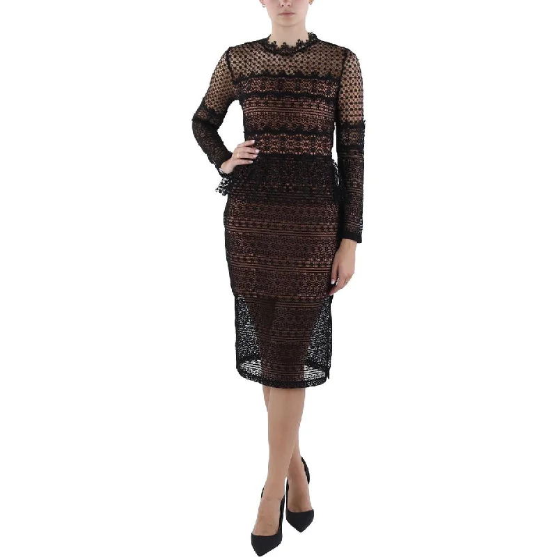 Weekend Promo Offers French Connection Womens Lace Overlay Knee Length Midi Dress