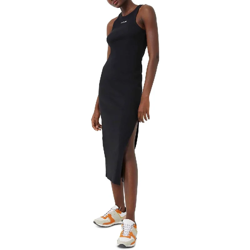 French Connection Womens Ribbed Slit Midi Dress