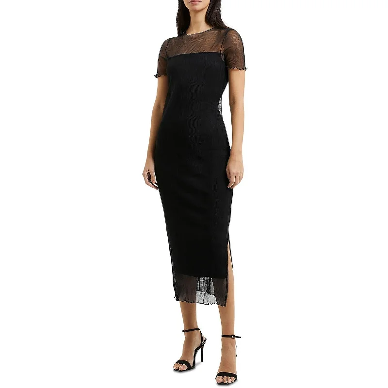 French Connection Womens Tea Length Illusion Midi Dress