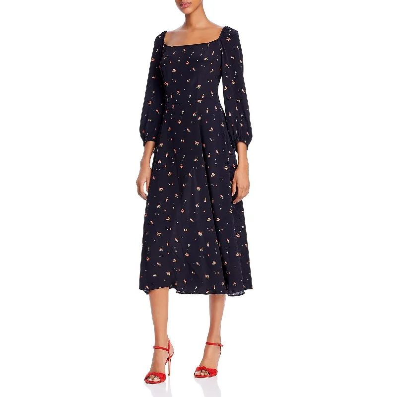 Grab Your Deal Ghost London Womens Joy Scoop Neck Printed Midi Dress