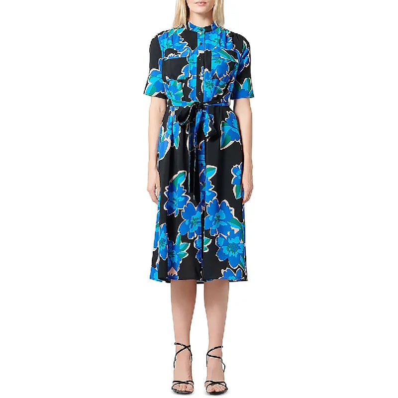 Gracia Womens Tie Waist Midi Shirtdress