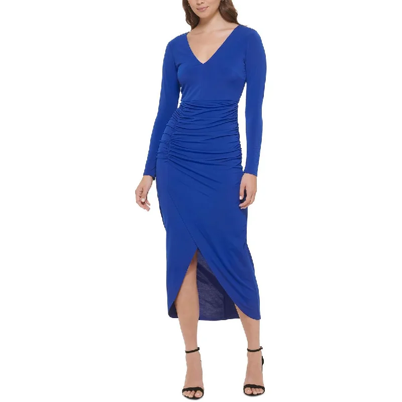 Massive Price Cuts Guess Womens V Neck Front Slit Cocktail and Party Dress
