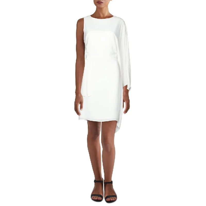 Halston Womens Flowy Sleeve Crewneck Midi Dress