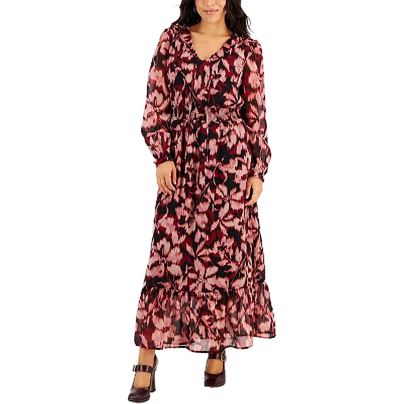 Exclusive Offer Harlow & Rose Womens Petites Chiffon Printed Maxi Dress