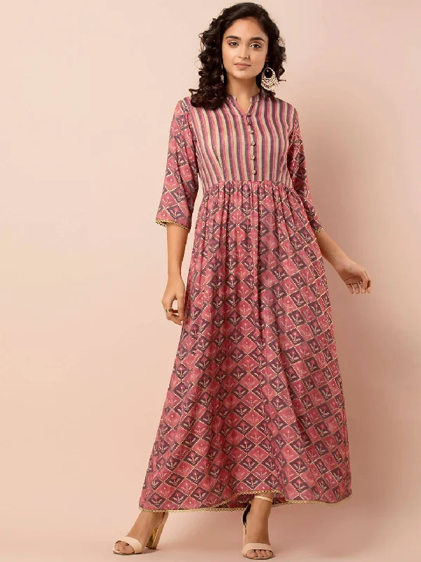 Weekend Exclusive Offers Indya Orange Printed Maxi Dress