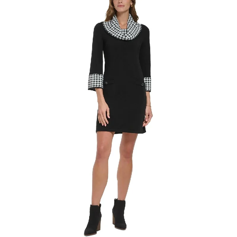 Weekend Shopping Fiesta Jessica Howard Womens Hounstooth Knee Sweaterdress