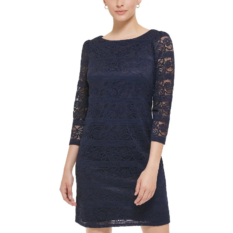 Weekend Hot Savings Jessica Howard Womens Lace 3/4 Sleeves Shift Dress