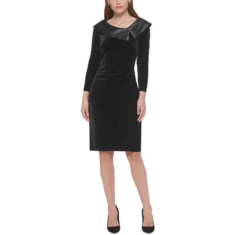 Hurry, While Stocks Last Jessica Howard Womens Petites Velvet Long Sleeves Cocktail and Party Dress