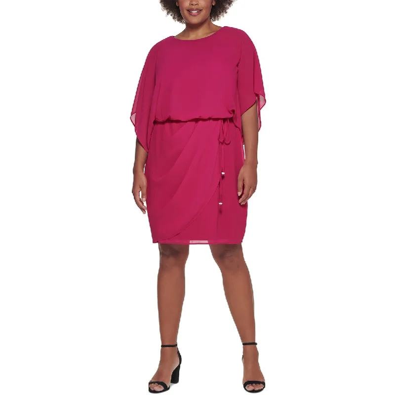 Hot Picks Jessica Howard Womens Plus Chiffon Draped Midi Dress