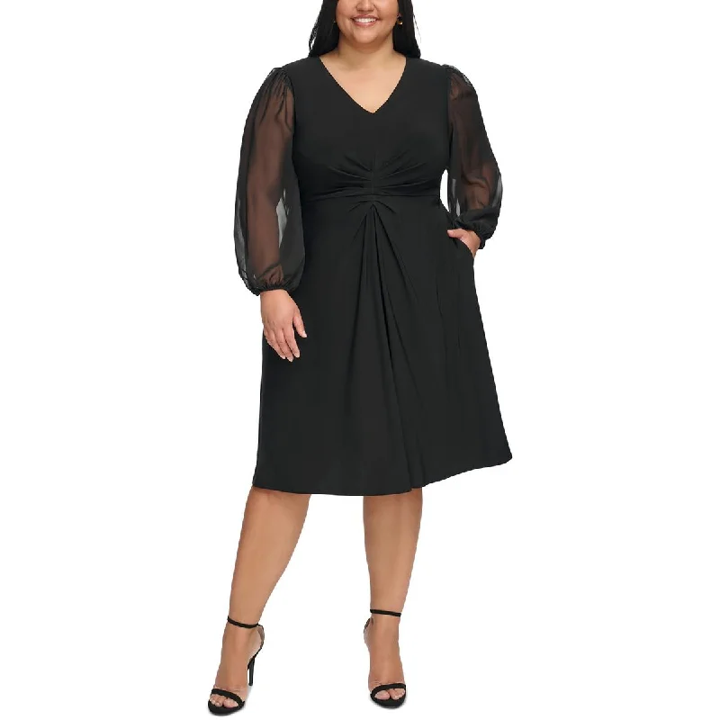 Weekend Flash Markdown Jessica Howard Womens Plus Gathered Sheer Midi Dress