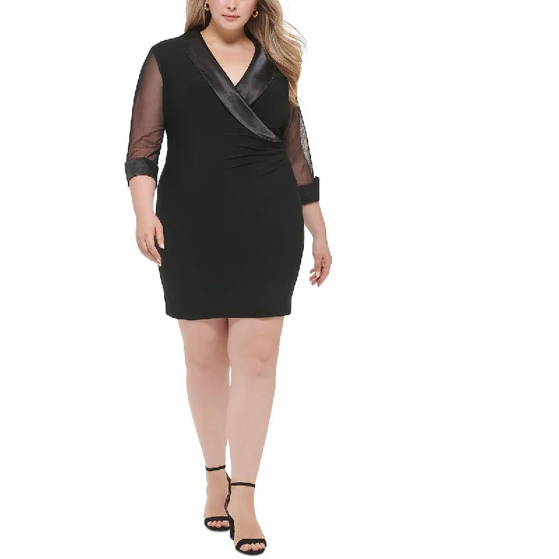 Last Chance Sale Jessica Howard Womens Plus Illusion Faux Wrap Shift Dress