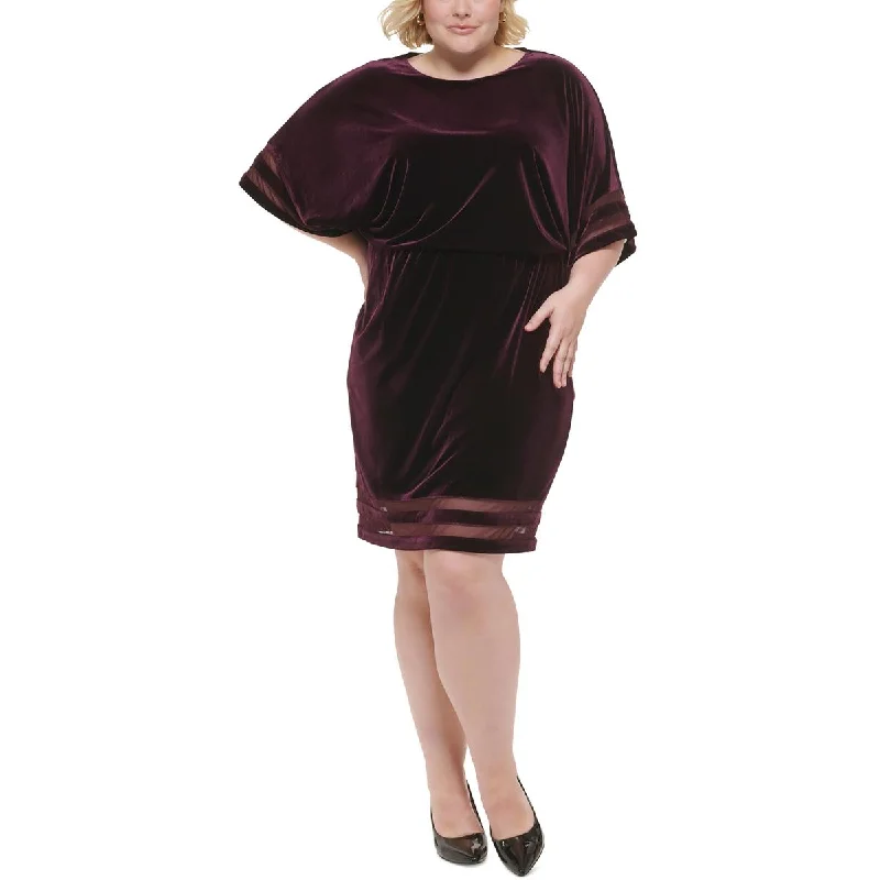 Weekend Best Price Deals Jessica Howard Womens Plus Velvet Knee-Length Sheath Dress