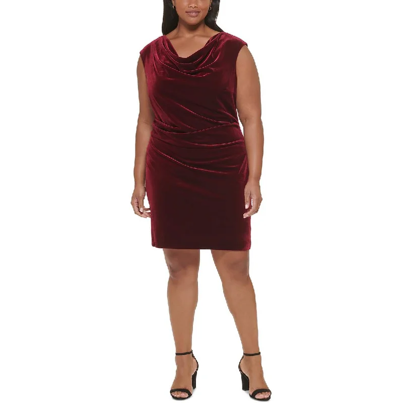 Limited Stock Jessica Howard Womens Plus Velvet Mini Cocktail and Party Dress