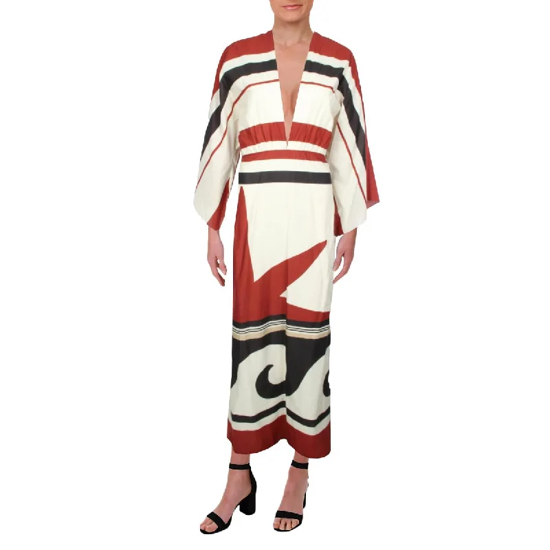 Buy More, Save More Johanna Ortiz Womens Underwater Goddess V-Neck Slit Maxi Dress