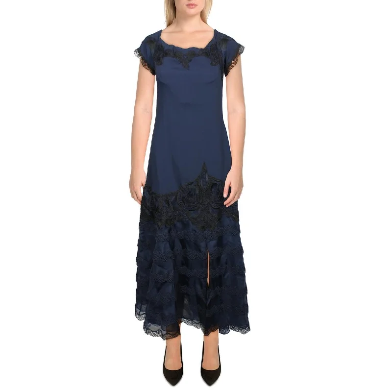 Jonathan Simkhai Womens Lace Applique Midi Cocktail and Party Dress