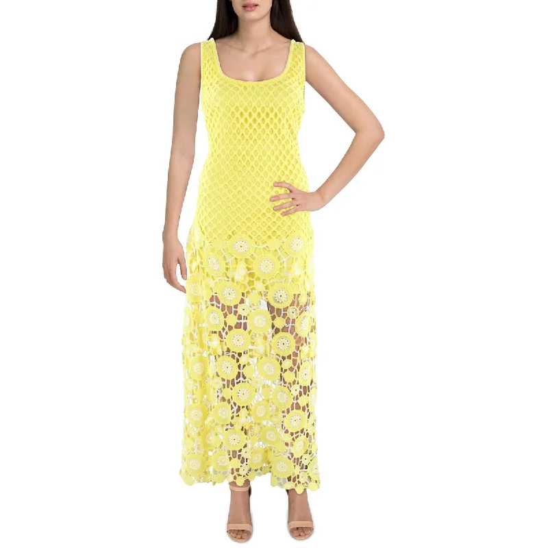 Weekend Price Drops Jonathan Simkhai Womens Samilla Crochet Semi-Sheer Maxi Dress