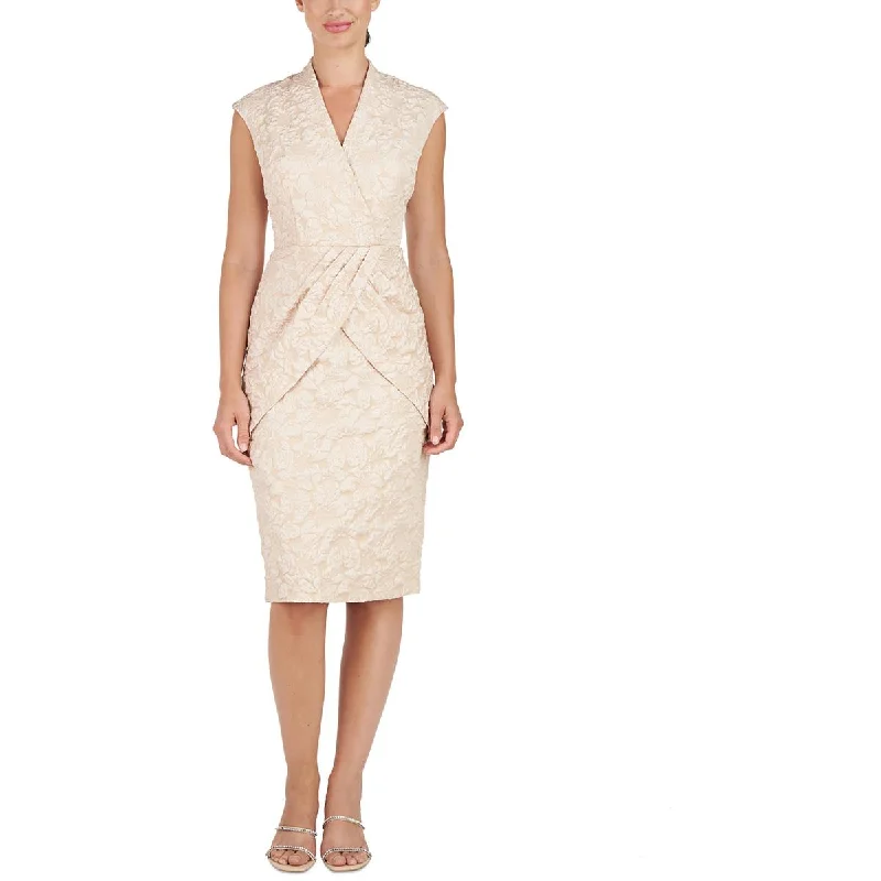 Exclusive Savings Event JS Collections Womens Faux-Wrap Textured Cocktail And Party Dress Exclusive Savings Event JS Collections Womens Faux-Wrap Textured Cocktail And Party Dress
