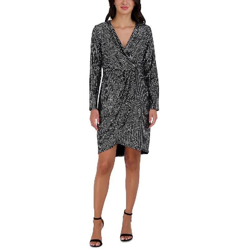 Instant Savings Julia Jordan Womens Velvet Sequined Cocktail and Party Dress