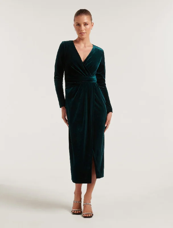 Limited-Time Discount Julianne Petite Velvet Midi Dress