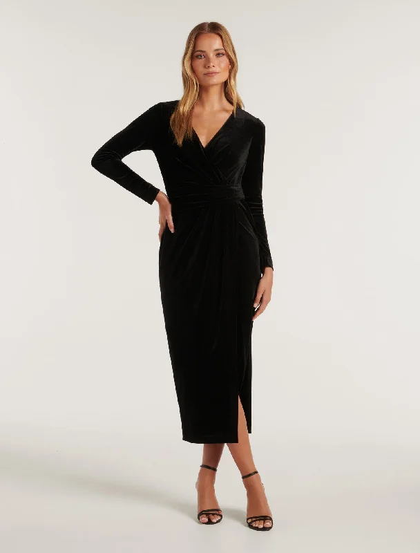 Special Offers Julianne Wrap Velvet Midi Dress