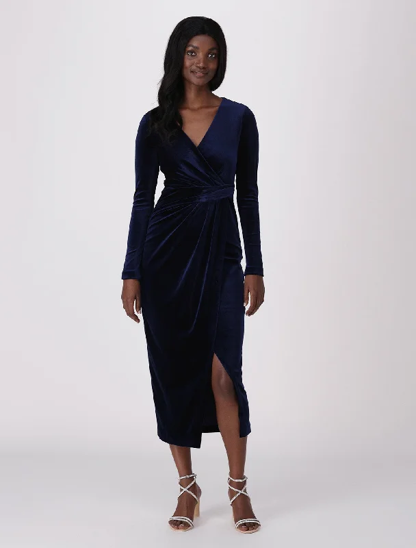 Weekend Offers and Savings Julianne Wrap Velvet Midi Dress