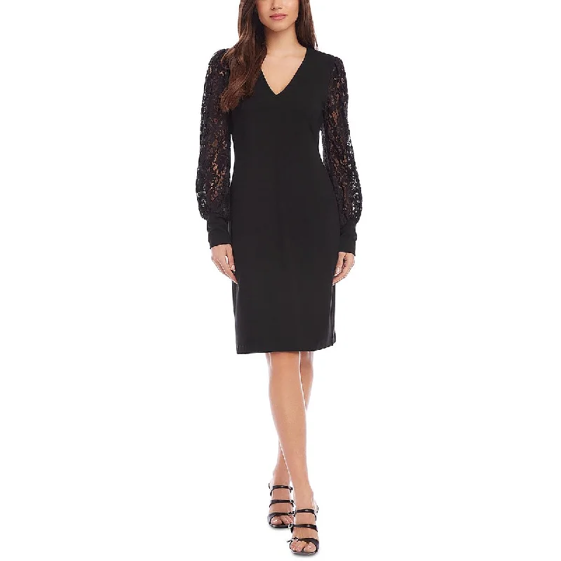 Karen Kane Womens Lace V-Neck Midi Dress