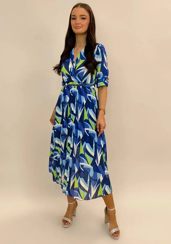 Kate & Pippa Positano Midi Dress, Blue & Lime