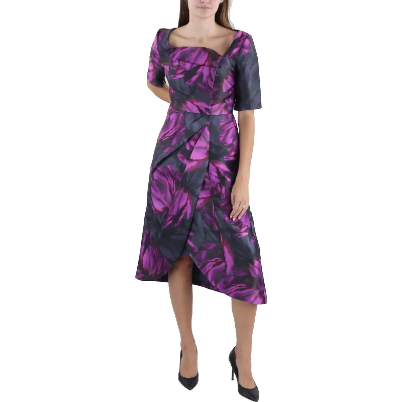 Kay Unger New York Womens Midi Asymmetric Cocktail And Party Dress