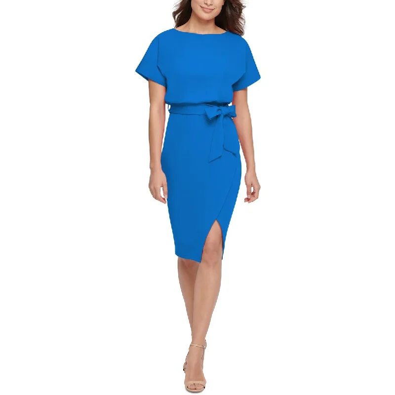 Extra Discount Kensie Womens Blouson Belted Cocktail and Party Dress