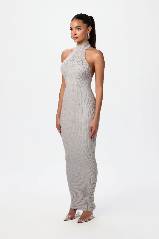 Weekend Sale Frenzy Ribbed Halter Open Back Maxi Dress