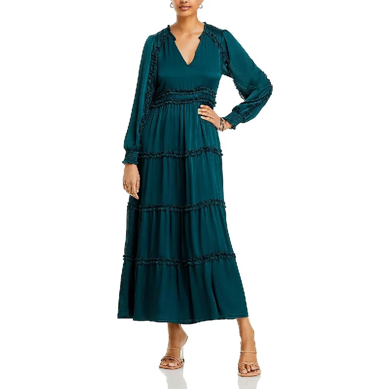Weekend Price Breaks Koko + Mason Womens Ruffled Maxi Maxi Dress
