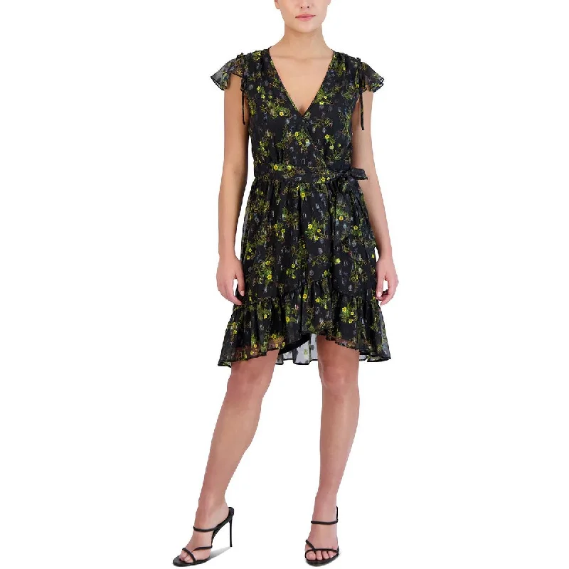 Shop & Get More Laundry by Shelli Segal Womens Printed Mini Wrap Dress