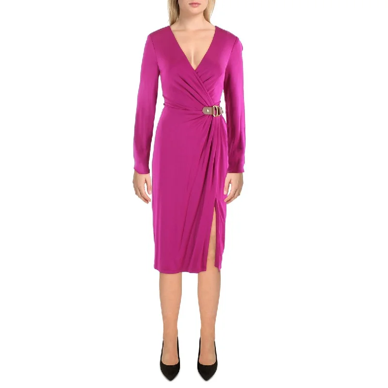 Final Sale Event Lauren Ralph Lauren Womens Buckle-Trim Knee-Length Cocktail And Party Dress
