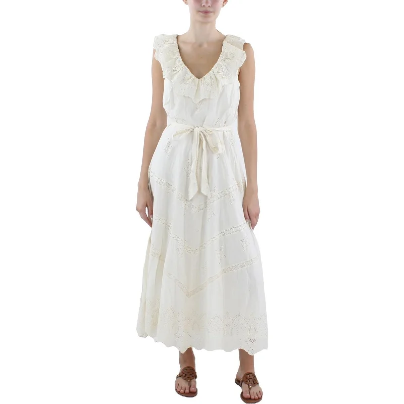 Lauren Ralph Lauren Womens Cotton Eyelet Maxi Dress