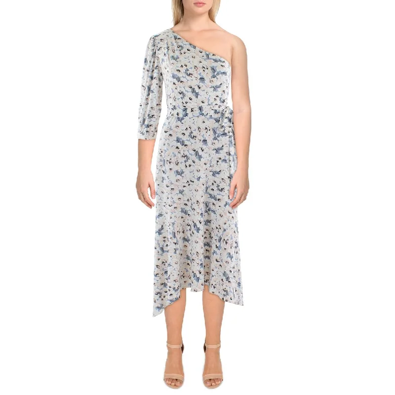 Lauren Ralph Lauren Womens Floral Print One-Shoulder Maxi Dress