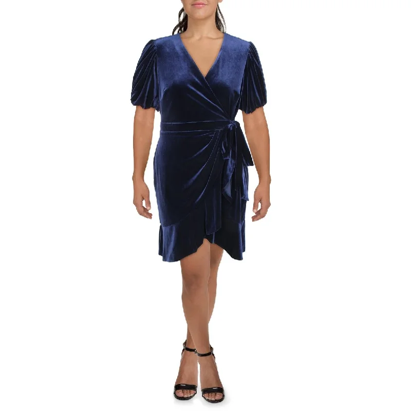 Shop & Save Today Lauren Ralph Lauren Womens Velvet Surplice Wrap Dress