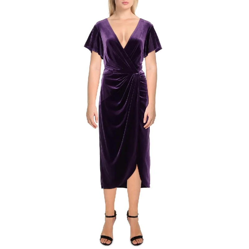 Super Price Drop Lauren Ralph Lauren Womens Velvet V-Neck Midi Dress