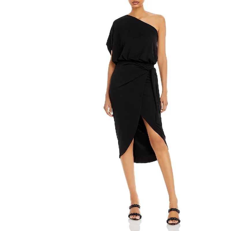 Mega Sale LBLC the Label Womens Violet One Shoulder Midi Wrap Dress