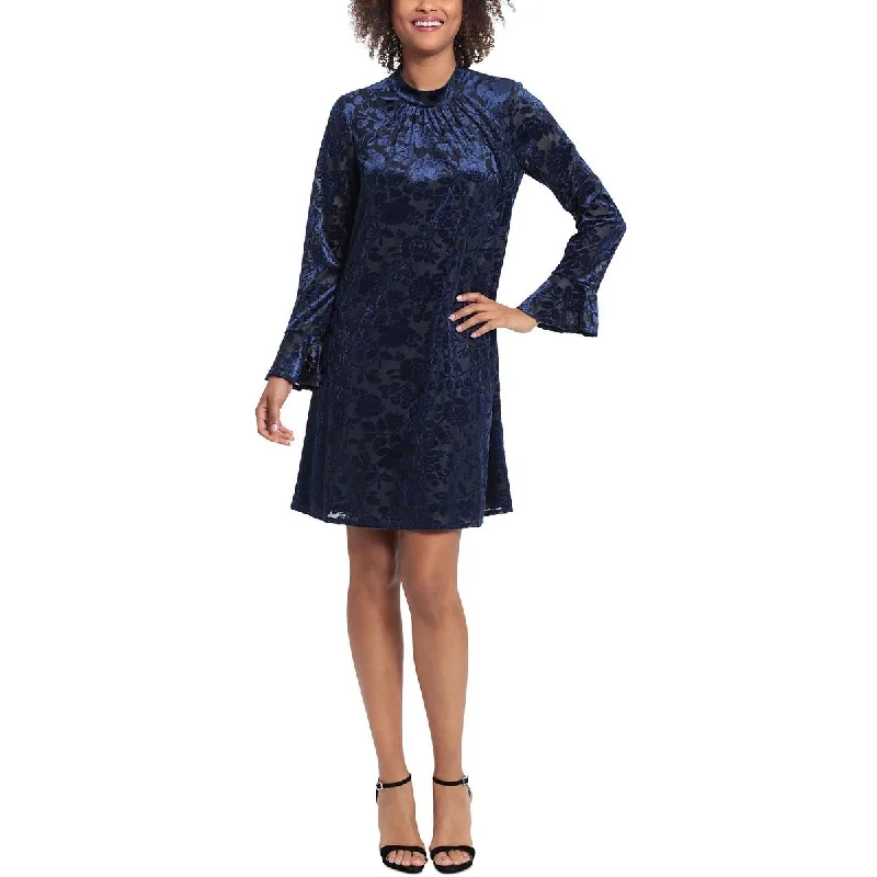 Flash Discounts London Times Womens Petites Velvet Mini Shift Dress
