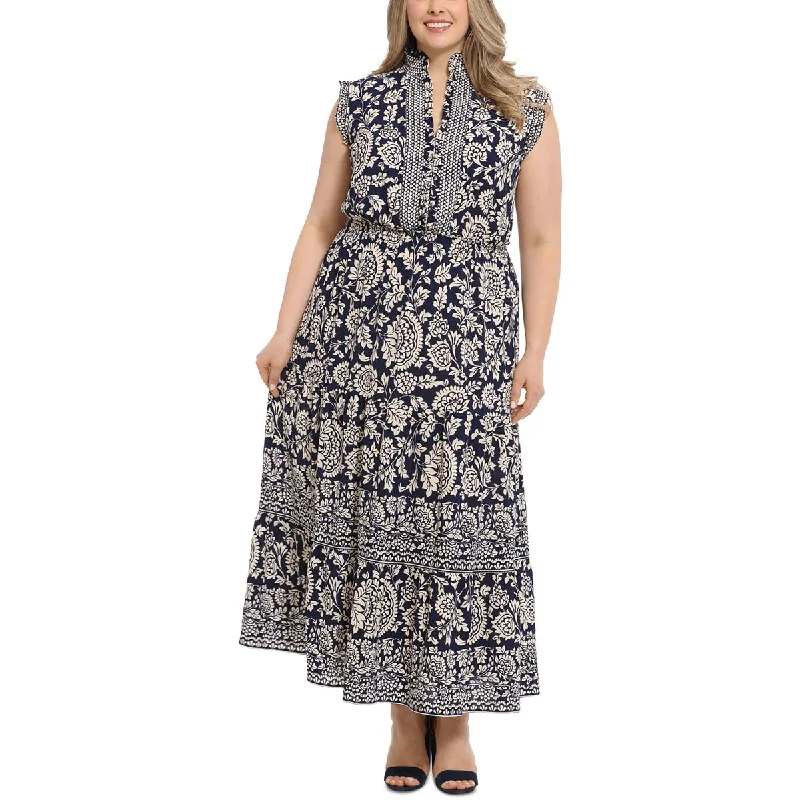 Unbeatable Offer London Times Womens Plus Floral Print Pleated Maxi Dress
