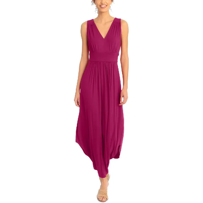 Weekend Steals London Times Womens V-Neck Shirred Maxi Dress