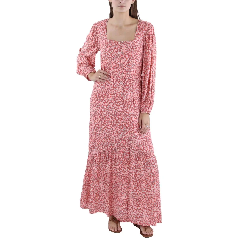 Lost + Wander Womens Floral Print Tea Length Maxi Dress