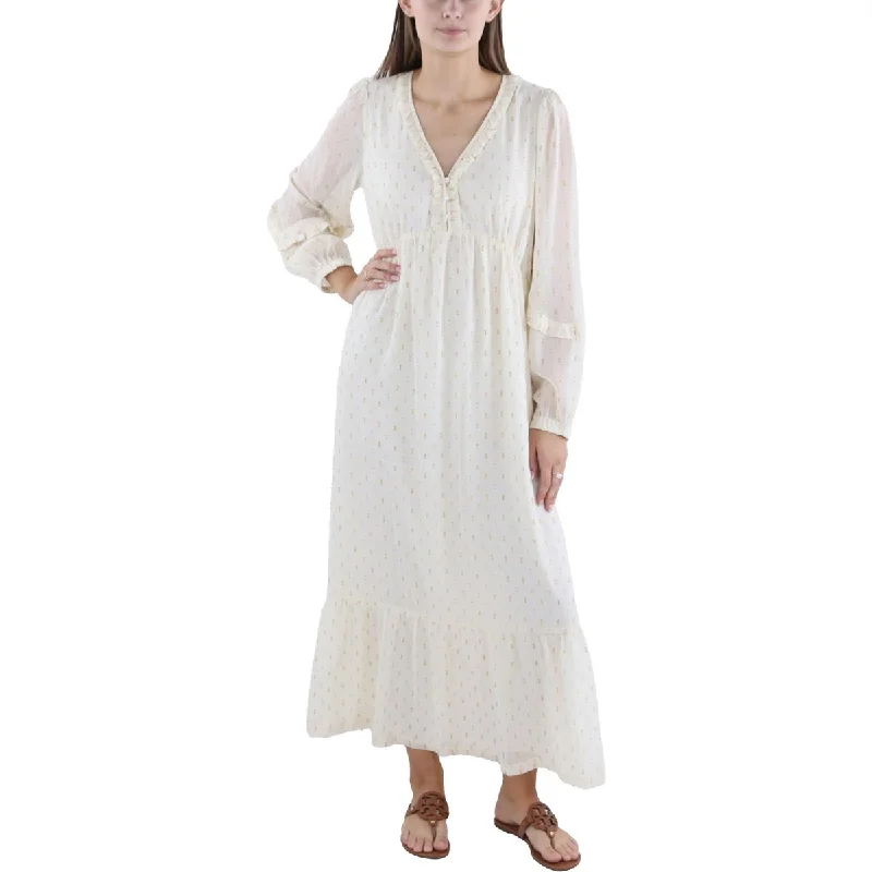 Lost + Wander Womens Metallic Tea Length Maxi Dress