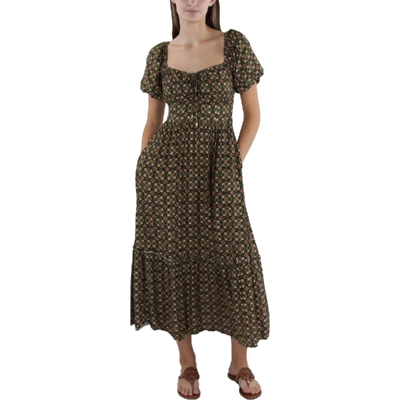 Lost + Wander Womens Printed Tea Length Maxi Dress