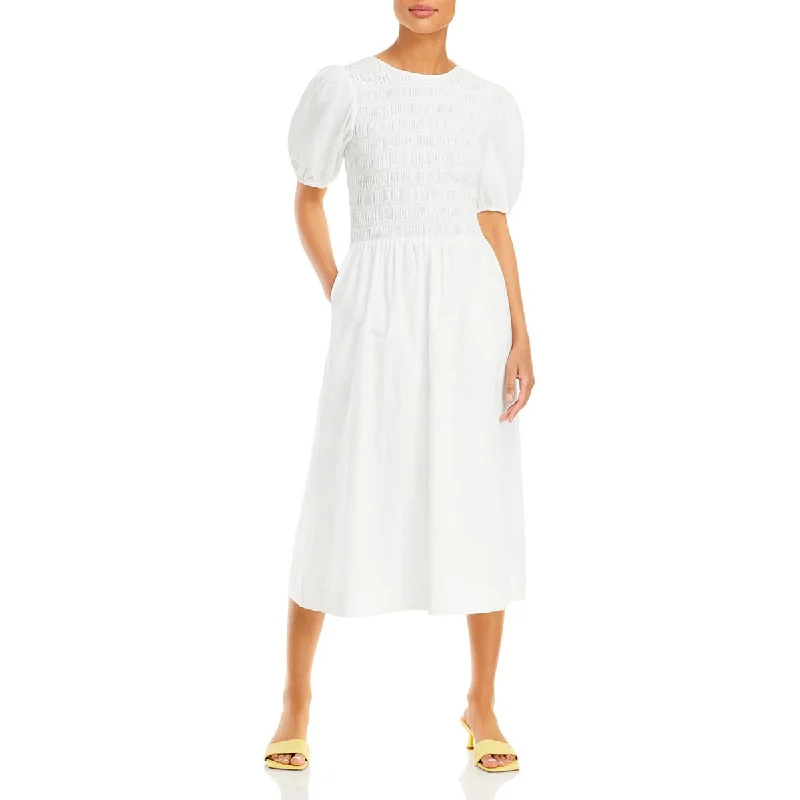 Weekend Bargain Shopping Lucy Paris Womens Aspen Puff Sleeve Calf-Length Midi Dress