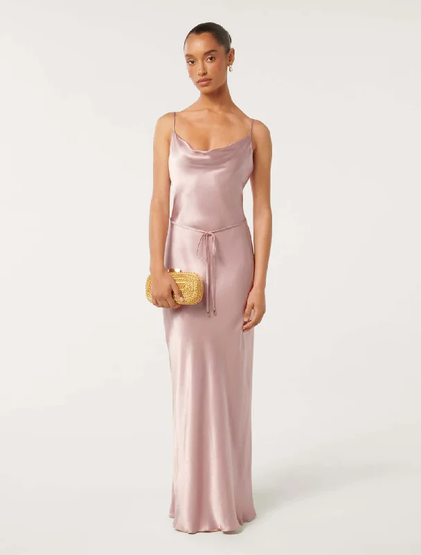 Weekend Special Bargains Lucy Petite Satin Cowl Maxi Dress